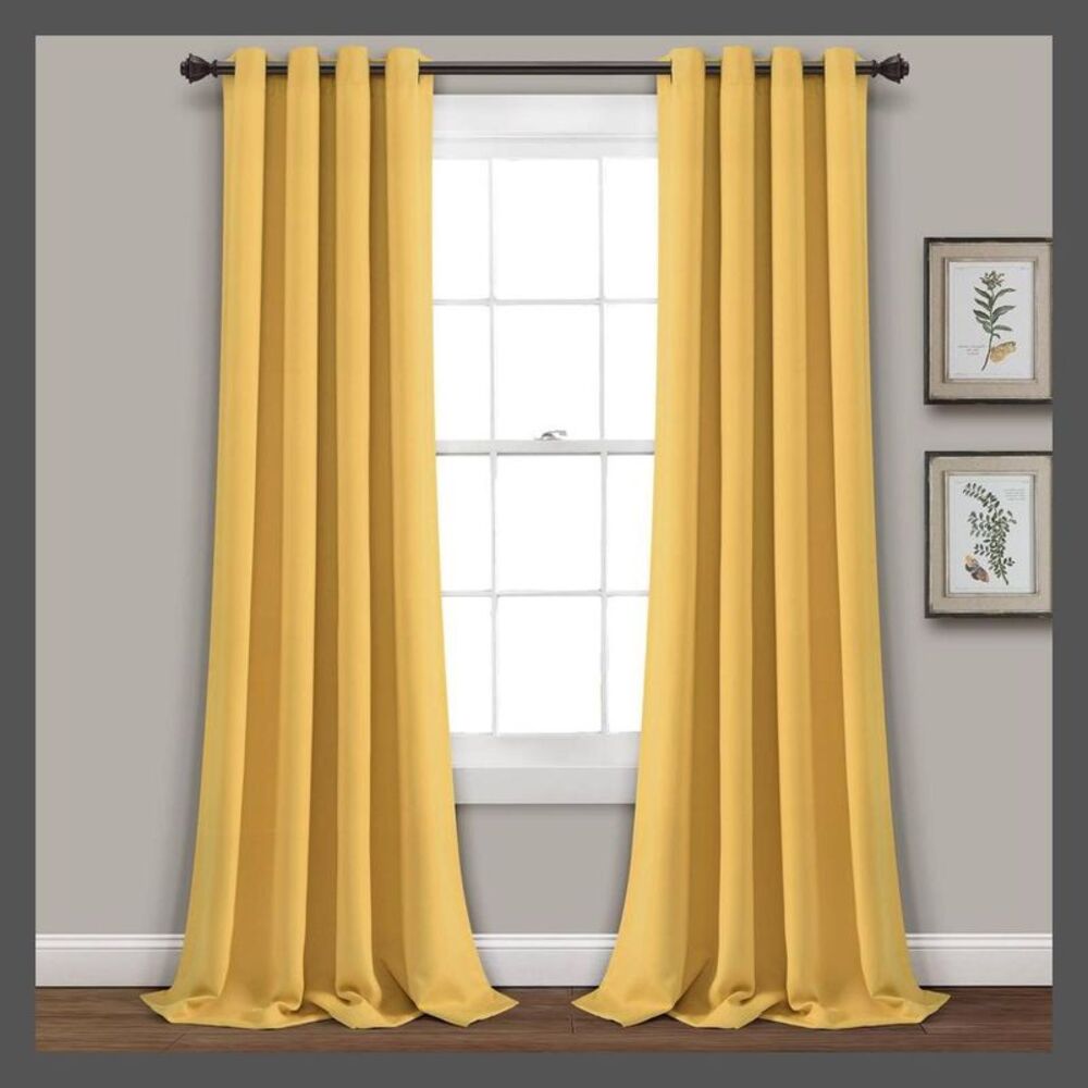 Lush Decor - Set of 2 (95"x52") Insulated Grommet Top Blackout  Yellow